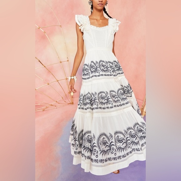 Ulla Johnson Dresses & Skirts - Ulla Johnson White and Black Maxi Juliette Dress SZ (6)